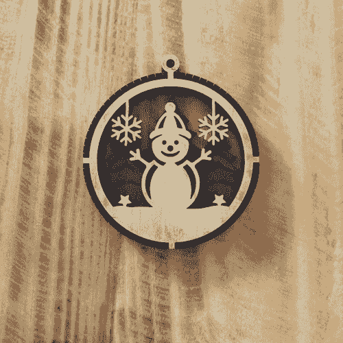 2 Layered Snowman Laser Engraved Ornament - Customizable