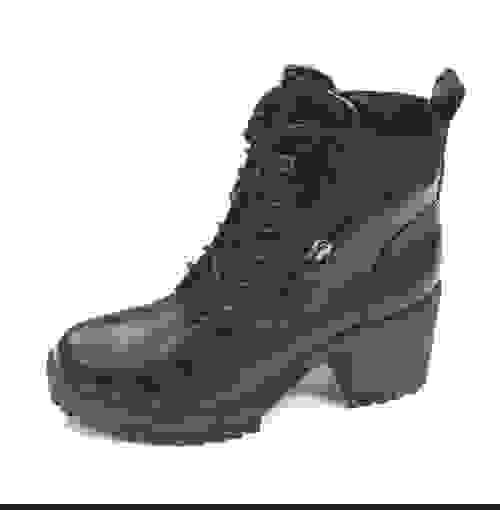 Black heel lace up ankle boot