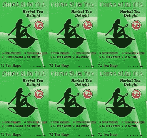 6-Pack China Caffeine Free Slim Tea Herbal Tea Delight, 72 Tea Bags Each