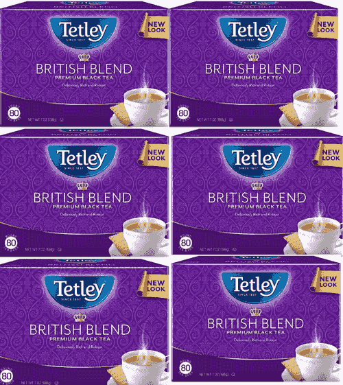Lot of 6 Tetley British Blend Premium Black Tea, 80 Bags Each