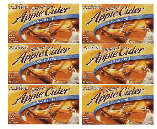 6-Pack Alpine Spiced Cider Sugar-free Apple Flavor Drink Mix 10 Pouches Each