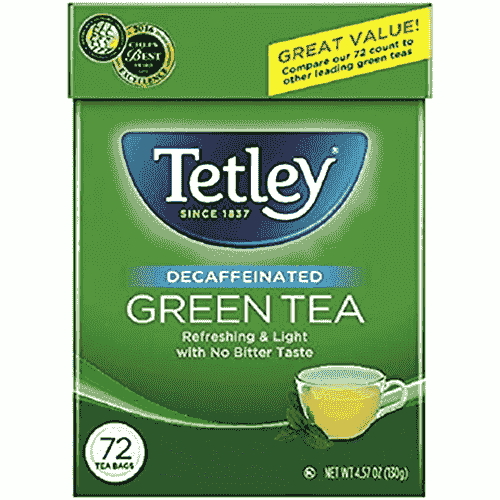 Lot of 6 Tetley Natural Decaffeinated Tea, 72 Count Each