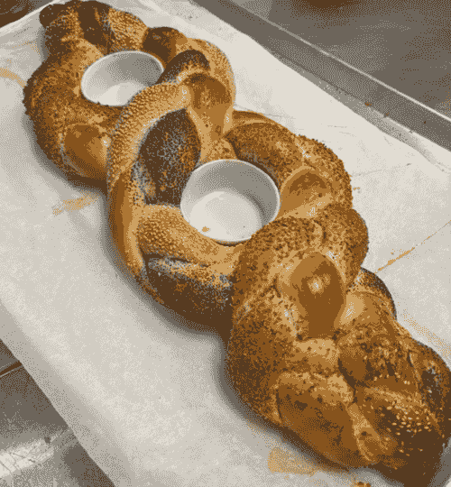 Centerpiece Challah with Honey pot holes