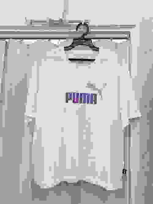 puma 短版上衣/白/橘