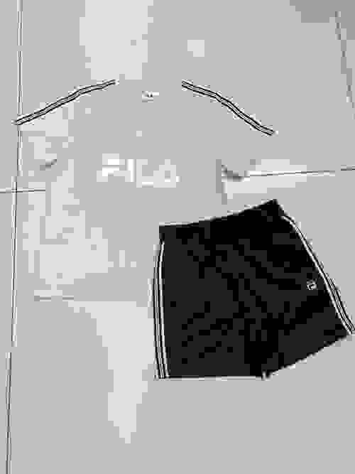 Fila 線條編織logo 吸排上衣/短褲