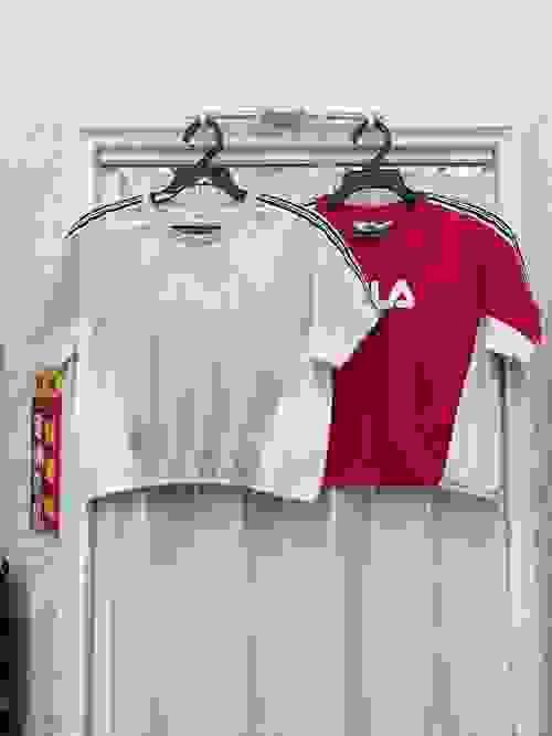 Fila 拼色短版束腰上衣