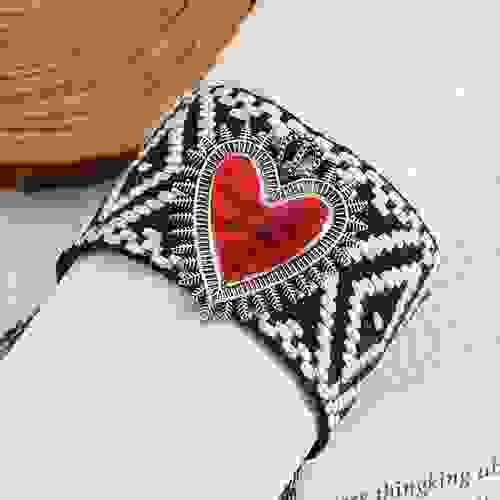 Y2K Sacred Flame Woven Heart Cuff