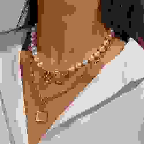 Pearl & Chain Layered Necklace 
