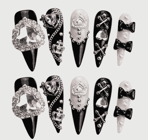 Y2K Gothic Sweetheart – 3D Press-On Nails Set