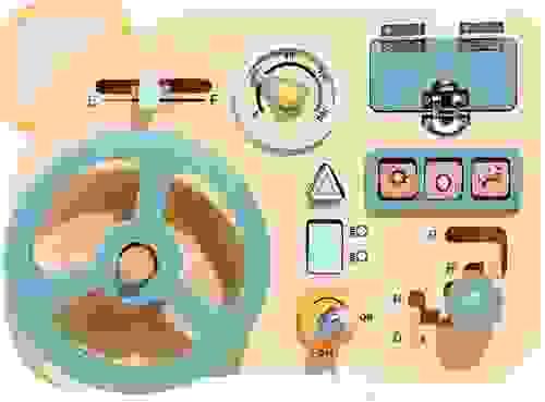 Busy board Montessori din lemn- Volan si activitati de motricitate
