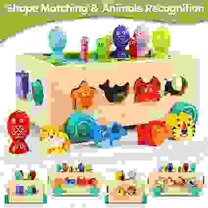 Joc din lemn 2 in 1- Pescuit magnetic si sortare animale