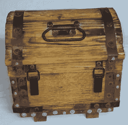 صندوق خشبي بتصميم مميز يجمع بين الجمالية والعملية، يتميز بتفاصيله الدقيقة وهيكله القوي