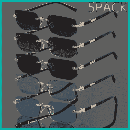 5pcs Men's and Women's Frameless Metal Fashion Glasses Classic Retro Trendy Glasses for Summer Parti