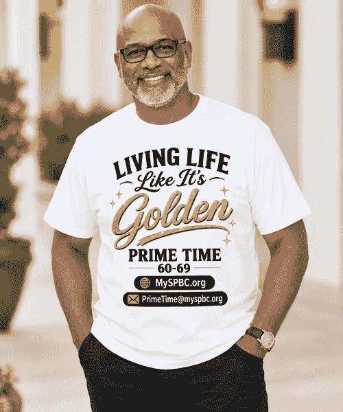 Shipping/Delivery Living Life Like It’s Golden – Prime Time 60–69 White T-Shirt