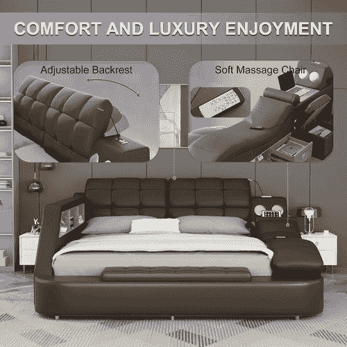 Lit king intelligent de luxe avec fauteuil inclinable de massage