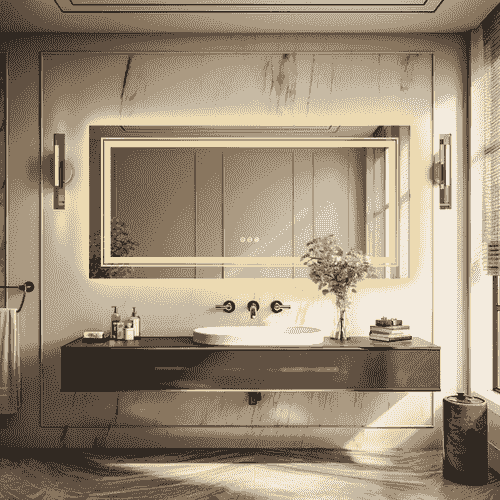 Miroir de courtoisie anti-buée éclairé par LED