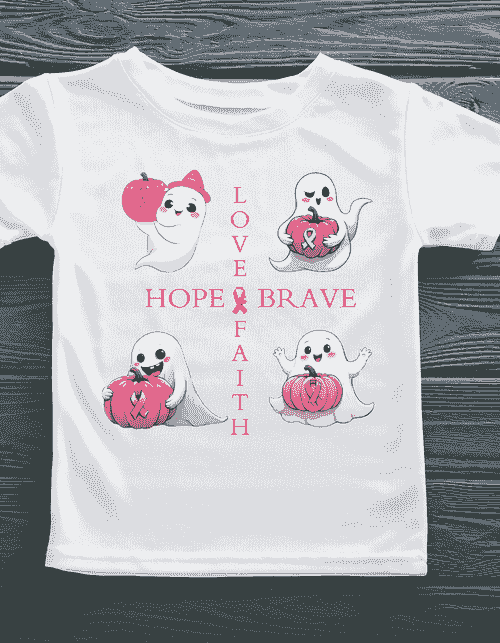 Breast Cancer Awareness Ghost Tee – Pink or White