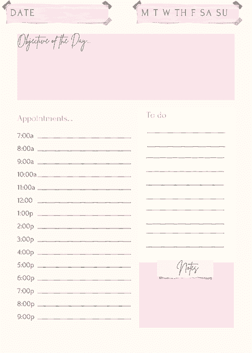 Hourly Note Pad