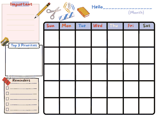 My Monthly Calendar
