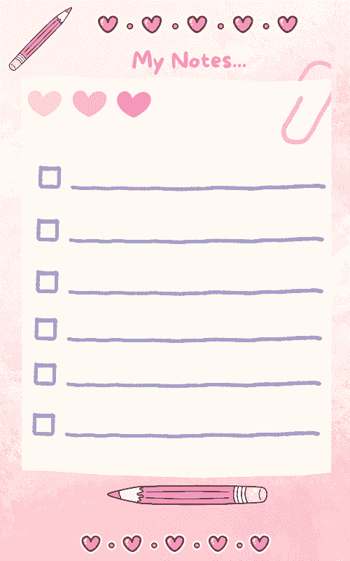 Pink Hearts and Pencils