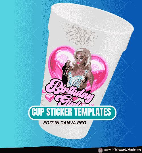 Birthday Foam Cup Sticker Template Bundle: 20 Designs + Mockup (Digital Download, Canva Editable)