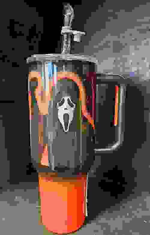 Ghost Face Black & Orange 40 Oz Stainless Steel Tumbler