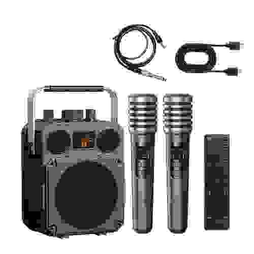 COHYAN K39 Portable Rechargeable Karaoke Bluetooth –PA Loud Speaker Systems with 2 Wireless Mic
