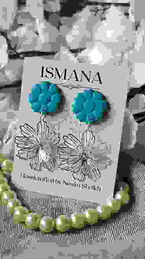 Teal Gardenia Wire Dangles