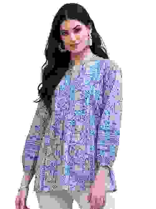 rytras Women's Floral Printed Cotton Regular Fit Top