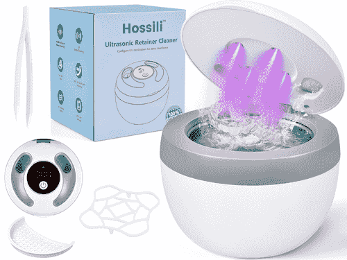 Ultrasonic Retainer Cleaner Machine, 45kHz 200ML Dental Cleaning Pod with 4 Wash Modes, Digital Time