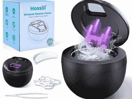 Ultrasonic Retainer Cleaner, Upgraded Open-Window 45kHz Dental Cleaning Pod with 4 Modes & Timer