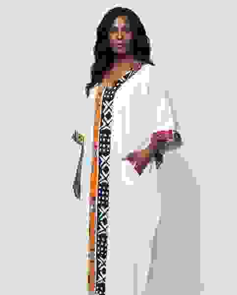 African Print Patchwork Kaftan Dress with Matching Headwrap