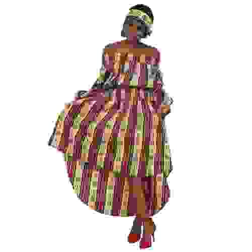 Off Shoulder Hi-Lo African Print Dress