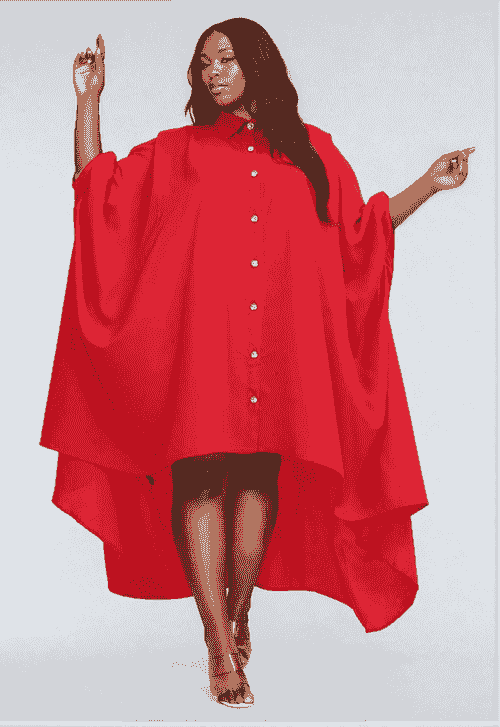 Cascade Button Dress - Red