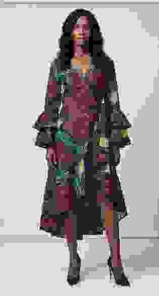 Ruffle Sleeve Hi-Low Ankara Print Dress