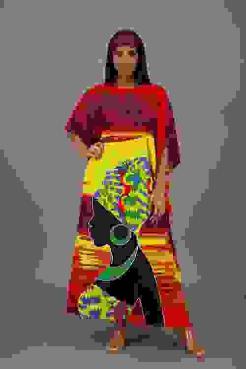 Vibrant Sunset African Print Kaftan