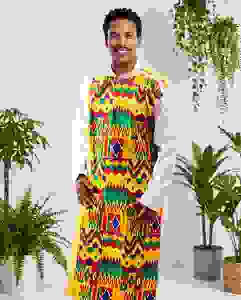 Men's White/Kente Formal Robe
