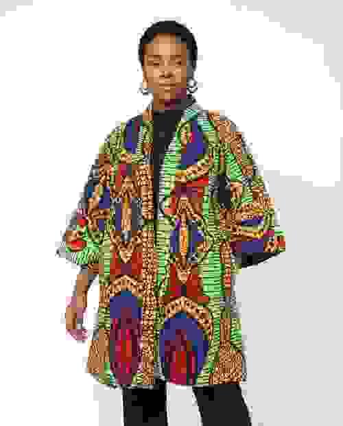 African Print Short Kimono Jacket