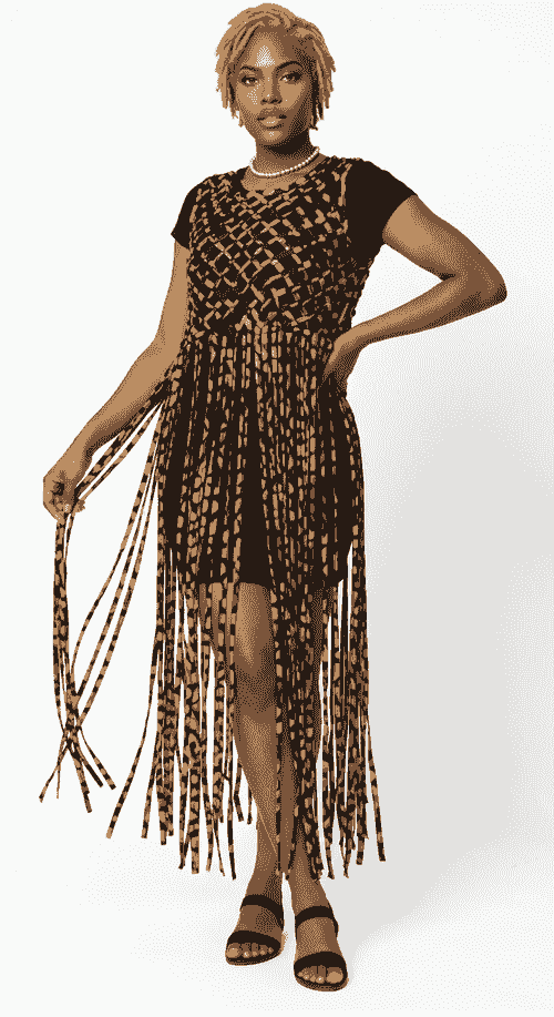 African Print Fringe Top