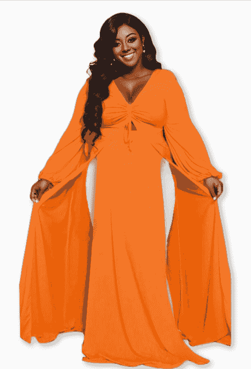 Bright Orange Sexy Slit Dress