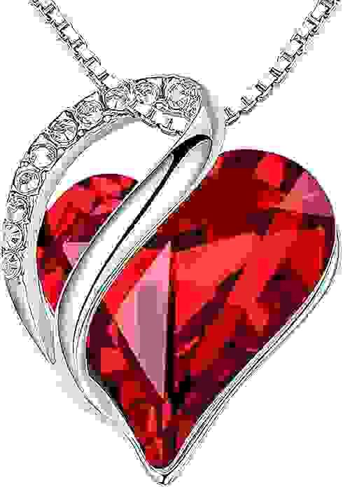 Leafael Valentine's Day gift necklace, women's style, with an infinity heart birthstone crystal pend