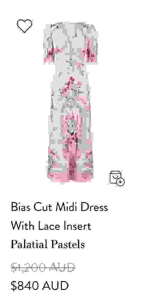 Camilla Bias Cut Midi Dress With Lace Insert Palatial Pastels (Size XS)