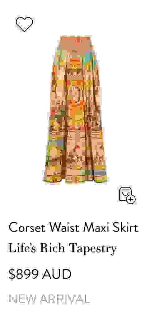 Camilla Corset Waist Maxi Skirt Life's Rich Tapestry (Size S)