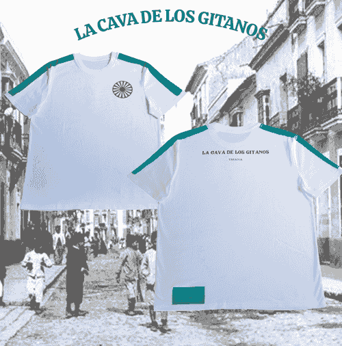 Camiseta LA CAVA DE LOS GITANOS, TRIANA  COLOR BLANCO