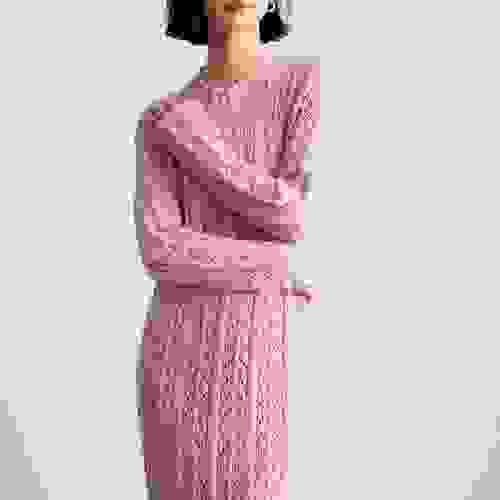 Original Handmade Knitted Hollow-Out Floral Fishtail Long Dress for Women - Slimming Elegant Light L