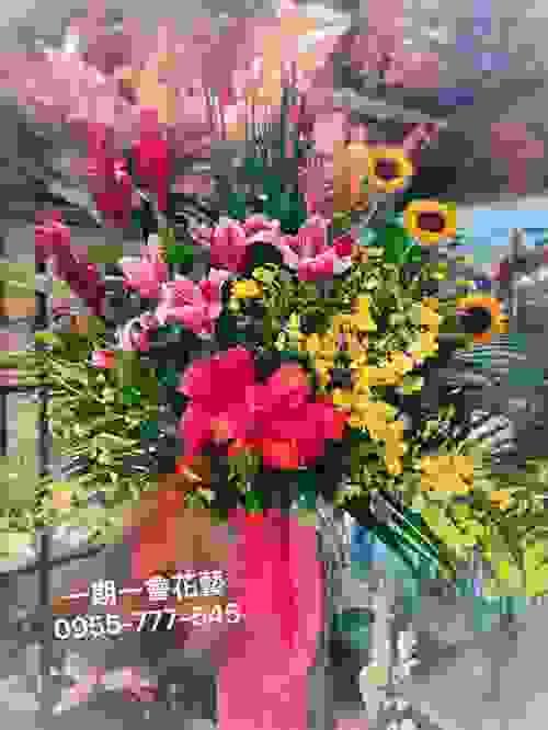 歐式開幕高腳鮮花籃-陽光燦爛風