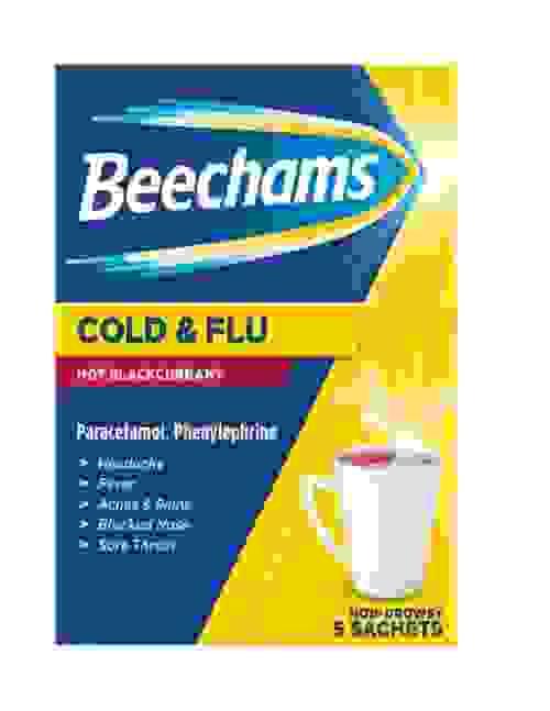 Beechams Cold & Flu Hot Blackcurrant Sachets 5s