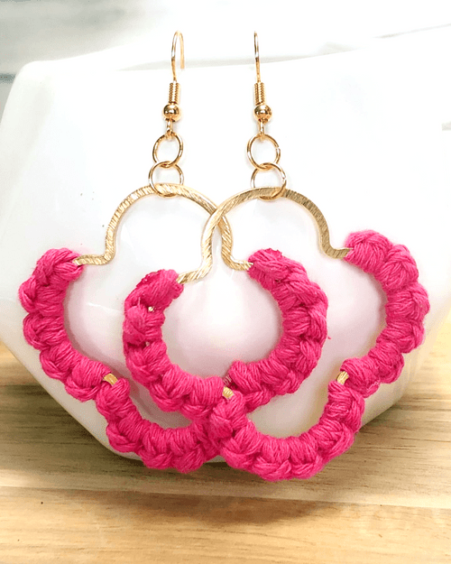 Gold Tone Macrame Earrings 