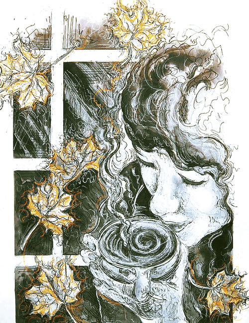 Girl with Coffee Fine Art Print