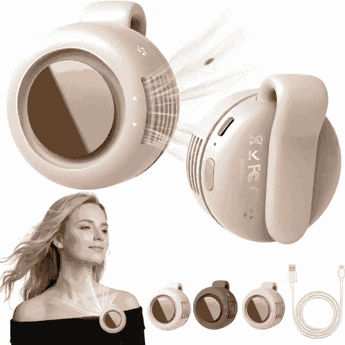 Rechargeable Bladeless Waist Fan, 3‑Speed Silent Mini Clip‑on Fan for Outdoor